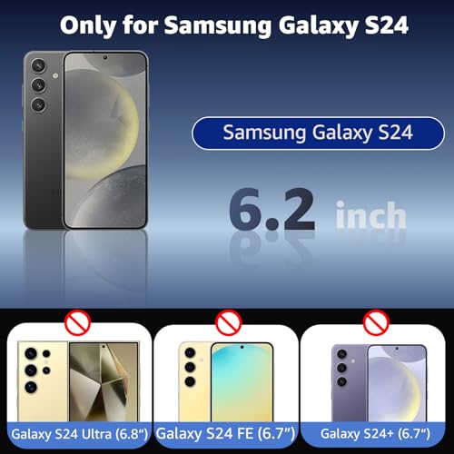 for Samsung Galaxy S24 Case Clear, Anti-Yellowing 6.2 Inches Slim Fit Heavy Duty Protection Wireless Charging Compatible Lightweight Shockproof Anti-Slip Transparent Protective Phone Cover