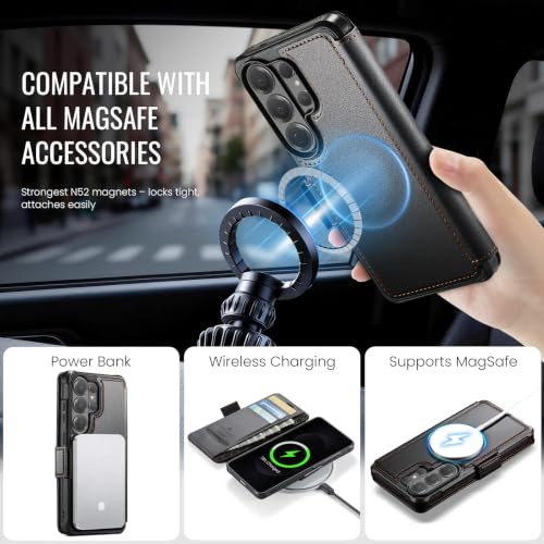 for Galaxy S25 Ultra Slim Wallet Case Wireless Charging, Black - color: Black, size: Samsung Galaxy S25 Ultra