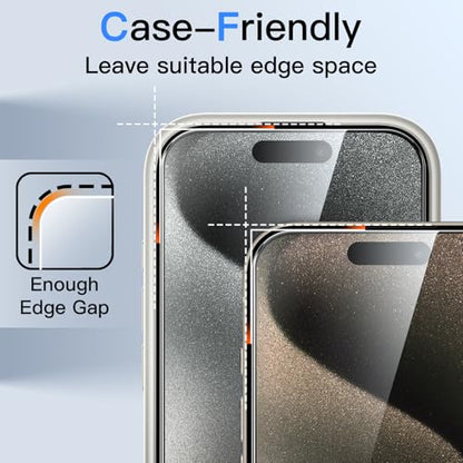 JETech 360° Privacy Screen Protector for iPhone 15 Pro Max, 2-Pack - size: iPhone 15 Pro Max