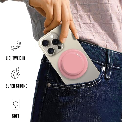 for MagSafe Phone Grip,Soft Silicone Magnetic Collapsible Cell Phone Finger Grip for iPhone 17/16/15/14/13,12 and Smartphones Tablets - Pink - color: Pink