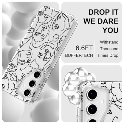 MOSNOVO Case for Samsung Galaxy S24 FE, [Buffertech 6.6ft Military-Grade Drop Protection] [Anti Peel Off Tech] Clear TPU Bumper Phone Case Cover Design - Abstract Face Line Art - color: Clear - Abstract Face Line Art, size: Samsung Galaxy S24 FE