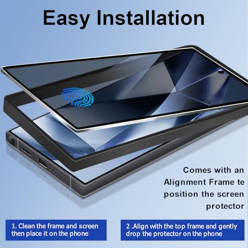 Galaxy S25 Ultra Matte Anti spy Privacy Screen Protector 2 Pack ,9H Tempered Glass,Anti-Glare Anti-Scratch, Smooth and Responsive Absolute, No Bubbles, High Definition Clear, With Installation Frame