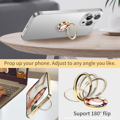 Cell Phone Ring Holder, Cute Phone Ring Grip Stand, 360°Rotation Funny Metal Kickstand Finger Grip American Baseball - color: American Baseball
