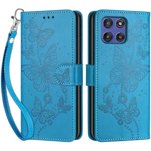 for Motorola Moto G Stylus 5G 2025 Wallet case, Blue-Butterfly | 3 Card Holders, Kickstand, Shockproof TPU Shell, PU Leather, Magnetic Closure, Protective Flip Folio Cover, Women - color: 8