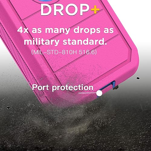 AICase Compatible with iPhone 15 Pro Max Case,Heavy Duty Drop Protection Full Body Rugged Shockproof Military Protective Tough Durable Cover Compatible with iPhone 15 Pro Max 6.7"_5 - color: Hot Pink/Blue