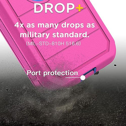 AICase Compatible with iPhone 15 Pro Max Case,Heavy Duty Drop Protection Full Body Rugged Shockproof Military Protective Tough Durable Cover Compatible with iPhone 15 Pro Max 6.7"_5 - color: Hot Pink/Blue