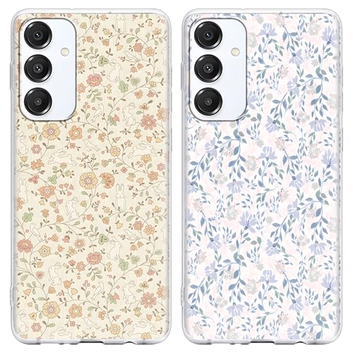 2 Pack Summer Case for Samsung Galaxy A14 5G Clear, Cute Flower Bunny Aesthetic Pattern Design Floral Phone Cover Transparent, Soft TPU Shockproof Protective Shell for Samsung A14 5G 6,6" - color: Flower Bunny, size: Samsung Galaxy A14 5G