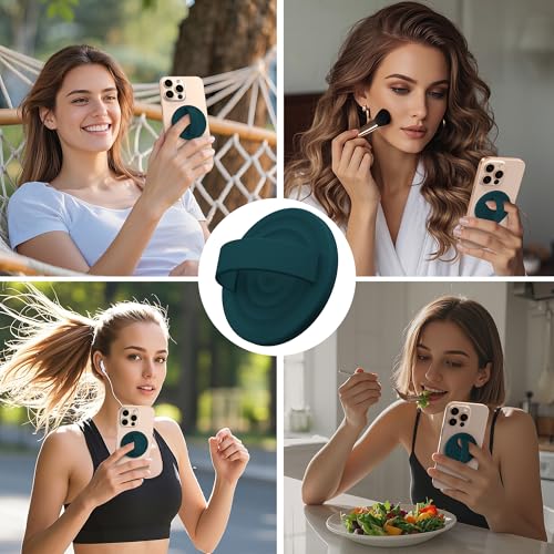 Magnetic Phone Grip for MagSafe, Silicone Ring Grip, Dark Green - color: Dark Green