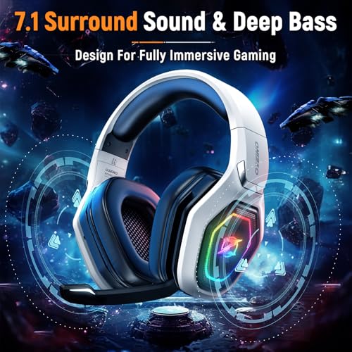 Ozeino Wireless Gaming Headset for PS5, PC, Switch| Lossless Audio-40H Batt - color: Black and White