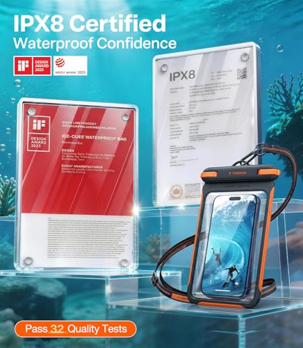 TORRAS IPX8 Waterproof Phone Pouch Floating, Underwater Screen Touchable | Black & White, 2 Pack Universal Waterproof Phone Case with Lanyard, Snorkeling, Beach, Cruise, Travel Essentials, 7.0 Inch - color: 2 Pack-Black & White