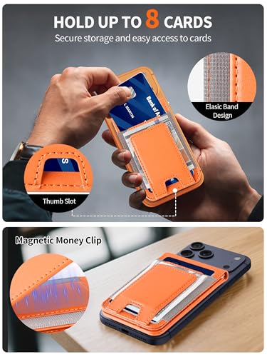 for MagSafe Wallet with Money Clip, Magnetic iPhone Wallet Stand, Orange - color: Orange