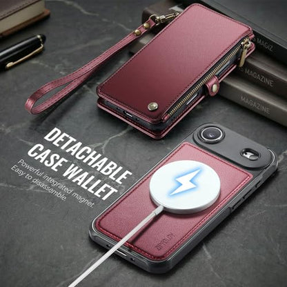 for iPhone 17 Air - Phone Case Wallet Magnetic Detached, Burgundy - color: Burgundy, size: iPhone Air