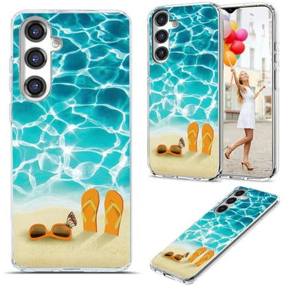 for Samsung Galaxy S24 FE Case for Girl Women Men, Full Protective Shockproof Slim Soft TPU Clear Phone Cover Cases with Design for Galaxy S24 FE,I Love Summer Vacation Blue Sea Beach - color: Vacation blue sea sunglasses