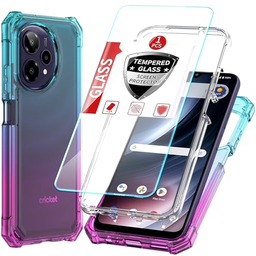 DpS for Cricket Icon Plus 2026/AT&T Verge 2 Case 3-in-1, Icon Plus 2026/Verge 2 with Screen Protector, Dual-Layer Full Body Protection,Hard PC Bumper&Silicone Back Military Grade Cover. (Rainbow) - color: A_Rainbow