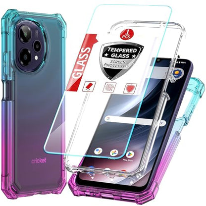 DpS for Cricket Icon Plus 2026/AT&T Verge 2 Case 3-in-1, Icon Plus 2026/Verge 2 with Screen Protector, Dual-Layer Full Body Protection,Hard PC Bumper&Silicone Back Military Grade Cover. (Rainbow) - color: A_Rainbow