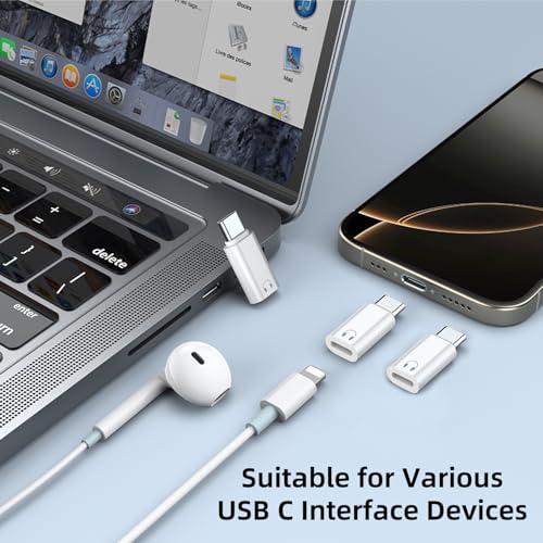 Jadebones 3 Pack USB C to Light-ning Headphone Audio Adapter, White