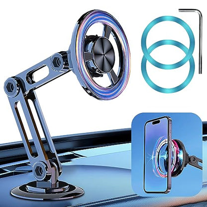 Universal 360° Pro Magnetic Car Phone Holder (2025) – Super Strong Suction & Adjustable Phone Mount for All Mobile Phones, Hands-Free Viewing with Metal Ring, No Signal Interference - color: Black