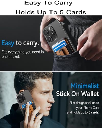 Phone Card Holder Wallet with Stand, Hold 6 Card for iPhone Andriod - color: LiBrown