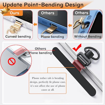 Phone Tether Tab, 360° Rotation Ultra-thin 0.2mm Bending Design Universal Stainless Steel Phone Lanyard Tab Without Adhesive,Metal Phone Lanyard Replacement Patch for Cell Phone (Black) - color: G