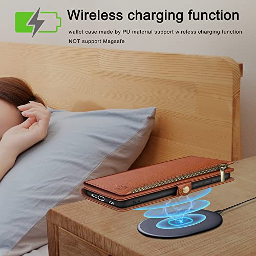 XcaseBar Compatible with ‌Samsung Galaxy S26 Ultra Wallet case with Zipper Credit Card Holder【RFID Blocking】,Flip Folio Book PU Phone case Shockproof Cover Women Men for S26 Ultra case Light Brown - color: Light Brown, size: Samsung Galaxy S26 Ultra