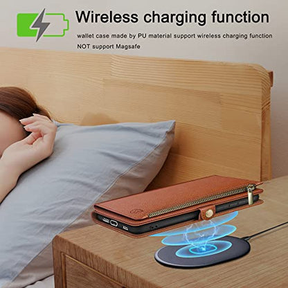 XcaseBar compatible with ‌Samsung Galaxy S26 Plus Wallet case with Zipper Credit Card Holder【RFID Blocking】,Flip Folio Book PU Phone case Shockproof Cover Women Men for SamsungS26Plus case Light Brown - color: Light Brown, size: Samsung Galaxy S26 Plus