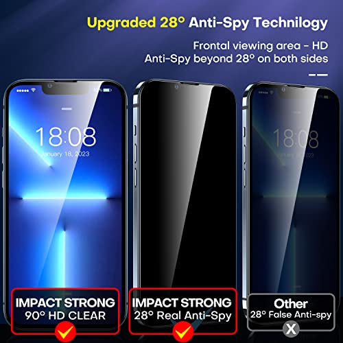 ImpactStrong Anti-Spy Privacy Screen Protector for iPhone 14 Plus/iPhone 13 Pro Max (6.7-Inch), 9H Tempered Glass, Shatter-Resistant, Anti-Scratch, Easy Install Kit, Case Friendly, 2-Pack - size: iPhone 14 Plus/13 Pro Max
