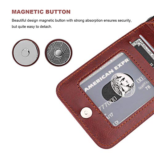 KIHUWEY for iPhone 11 Pro Max Wallet Case Card Holder Kickstand, Brown | Credit Card Slots, PU Leather, Magnetic Clasp, Flip Heavy Duty Protection Cover for Men and Women - color: Brown