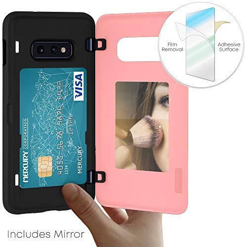 GOOSPERY Magnetic Door Bumper Compatible with Galaxy S10e, Card Holder Wallet Case Easy Magnet Auto Closing Protective Dual Layer Sturdy Phone Back Cover - Pink - color: Pink, size: Galaxy S10E