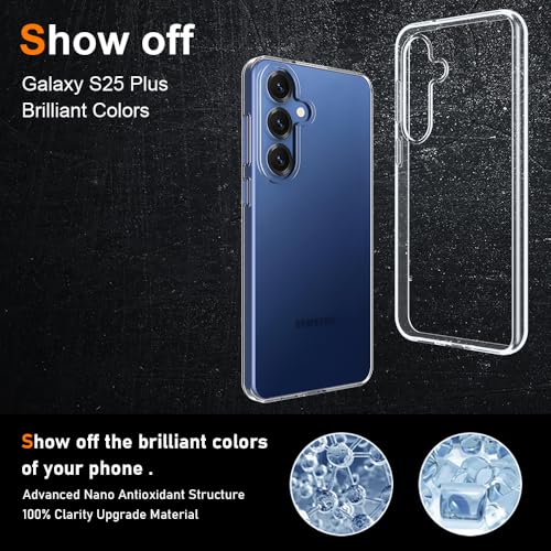 Silicone Clear for Samsung Galaxy S25 Plus Case,Thin with Comfortable Grip | Soft Slim-Fit TPU Galaxy S25 Plus Phone Cover,Non-Slip,Shockproof Protection,Scrath-Resistant - size: galaxy s25 plus case