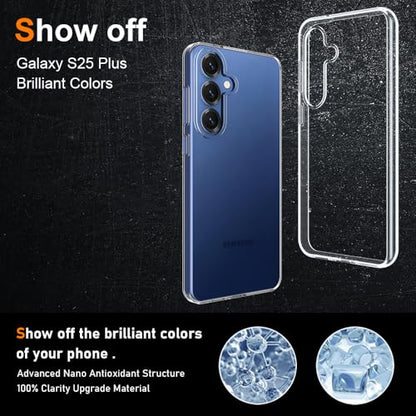 Silicone Clear for Samsung Galaxy S25 Plus Case,Thin with Comfortable Grip | Soft Slim-Fit TPU Galaxy S25 Plus Phone Cover,Non-Slip,Shockproof Protection,Scrath-Resistant - size: galaxy s25 plus case