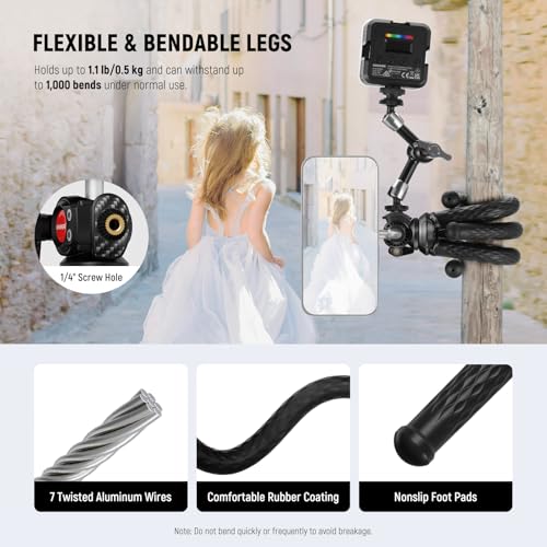 NEEWER Magnetic Flex Phone Tripod Compatible with MagSafe iPhone Android - style: TP33