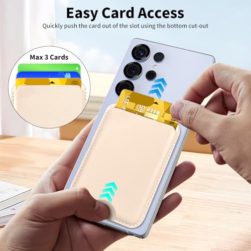 Magnetic Wallet for Samsung Galaxy S26 S25 S24 Series, Fold 8 Ultra with Magsafe Case, for iPhone 17-12 Series, RFID Blocking Leather Magnetic Card Holder | Holds 3 Cards | Desert Gold - color: Desert Gold