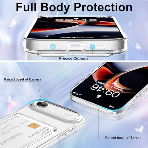 Gukalong Clear Wallet Case for iPhone 17 Air with Credit Card Holder | Hard PC Heavy Duty Shockproof Protection Anti-Scratch Phone Cover Card Slot Anti-Yellowing Case for Women Men - size: for iPhone Air