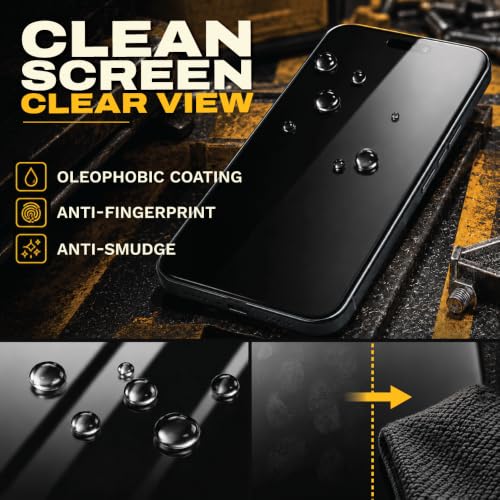 DEWALT Heavy Duty Glass Screen Protector for iPhone 17 Pro Max, 2 Pack - size: iPhone 17 Pro Max