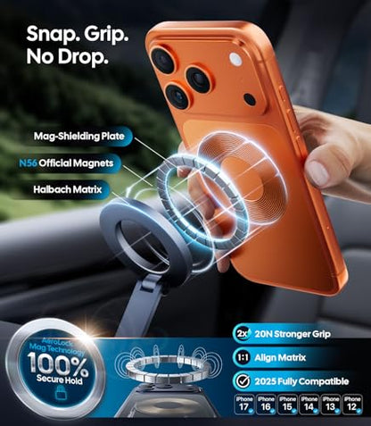 Wigoo Vacuum Magnetic Phone Holder for Car, MagSafe Car Mount, Black - color: Black