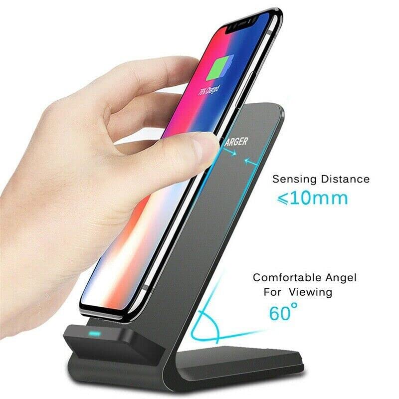 15W Fast Wireless Charging Stand | Qi Certified Charger Dock Station | Compatible with iPhone 14/13/12, 11/11 Pro Max/X/8, Samsung Galaxy S22 S21/S20/S10 Note 20/10 Qi-Enabled Phone
