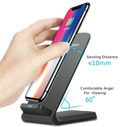 15W Fast Wireless Charging Stand | Qi Certified Charger Dock Station | Compatible with iPhone 14/13/12, 11/11 Pro Max/X/8, Samsung Galaxy S22 S21/S20/S10 Note 20/10 Qi-Enabled Phone