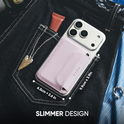 VULKIT Credit Card Holder for Phone case, Slim Adhesive Phone Wallet Stick On for Men & Women, Compatible with Most Cell Phones, Soft Lilac - color: Soft Lilac