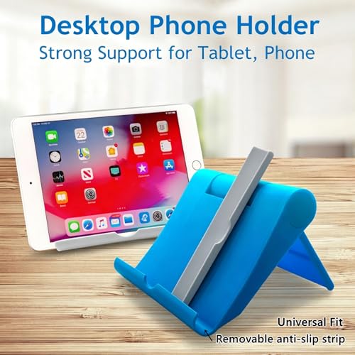 4 Pack Adjustable Desktop Cell Phone Stand for Phones & Tablets - color: Black+Pink+Blue+White