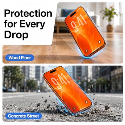 DMJN UNBREAK Designed for iPhone 17 Pro Max Screen Protector 6,9 Inch (N0.1 Military Grade Shatterproof) Tempered Glass, Easy Installation, Case Friendly, Full Coverage, 9H+ Glass, HD Clear, 2 Pack - size: iPhone 17 Pro Max