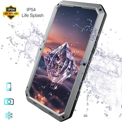 Compatiable with iPhone 17 Case,360 Full Body Protective Cover Heavy Duty Shockproof [Tough Armour] Aluminum Alloy Metal Case with Silicone Built-in Screen Protector - Silver - color: Silver