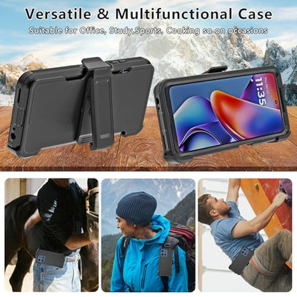 for Motorola Moto G 2026/2025 Case: for Moto G Play 2026 Case with Belt Clip Holster, Heavy Duty 3-Layer Military Grade Rugged Full Body Protection Cover (Black) - color: Black
