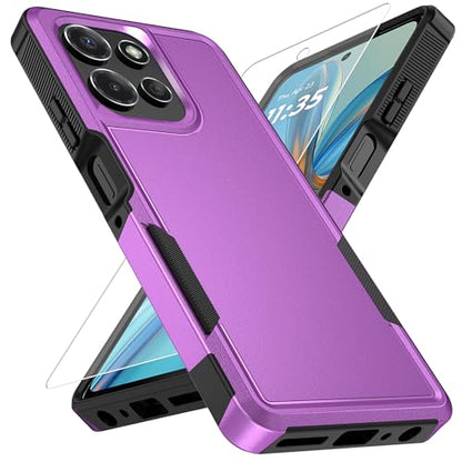 Vinve for Moto G Power 2025 Case with HD Screen Protector, Military-Grade Shockproof & Dual-Layer Protection, Anti-Slip Grip Design Phone Case, Purple - color: Purple
