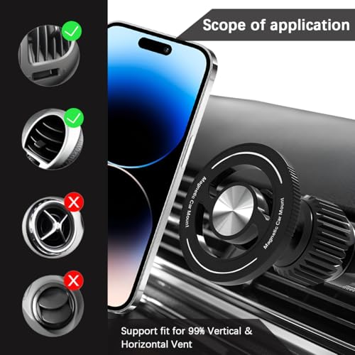 Car Magnetic Phone Holder, 360° Adjustable HandsFree Vehicle Air Vent Cellphone Mount with Hook, Strong Magnet Auto Mobile Phone Holder, Universal for 15 16 14 13 Pro Plus Max - style: Hook Style