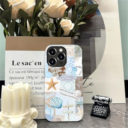 Case Compatible with iPhone 15 Pro Max, Cute Dual Layer Hybrid Phone Cover, Military Grade Drop Protection, Aesthetic Shockproof Phone Case for Women Girls, Boho Beach Summer Collage - color: Boho Beach Summer Collage, size: Iphone 15 Pro Max