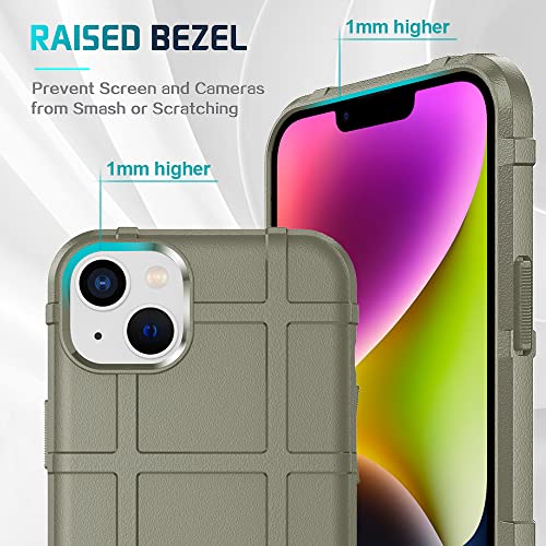 Rugged Shield 8ft Drop Proof TPU Thick Armor Tactical Protective Case Compatible with iPhone 14 Plus (6.7 inches) - Light Clay - color: Light Clay, size: iPhone 14 Plus