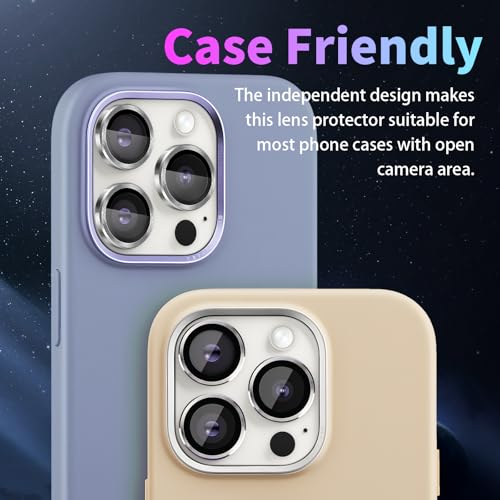 Camera Lens Protector for iPhone 15 Pro/15 Pro Max, Silver - color: Silver