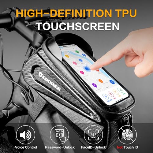 EROADE Bike Bag Top Tube Frame Bag,1.9L Hard Shell Waterproof Bike Phone Bag with Touch Screen,Cycling Pouch, Bike Accessories Compatible Phones Under 7"