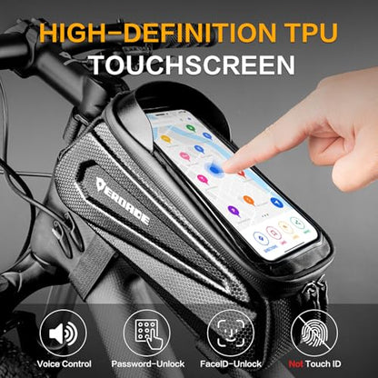 EROADE Bike Bag Top Tube Frame Bag,1.9L Hard Shell Waterproof Bike Phone Bag with Touch Screen,Cycling Pouch, Bike Accessories Compatible Phones Under 7"
