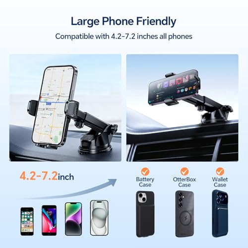 for iPhone MagSafe Phone Holders for Your car 2-Pack Adjustable Suction Cup Phone Mount for All iPhone & Android Smartphone,4 Setups - Dashboard/Vent/Windshield/Desk, Fits All Cars